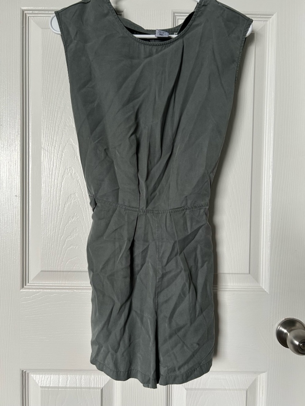 Sleeveless Utility Romper in Olive Green